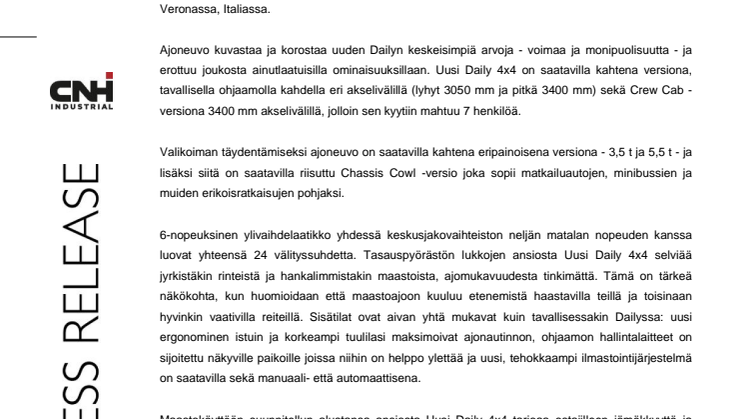 Uusi Daily 4x4: valmiina maastoon