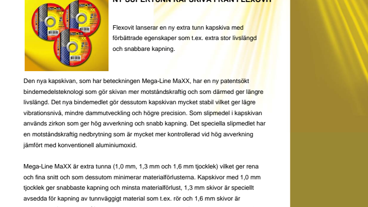 Ny supertunn kapskiva från Flexovit