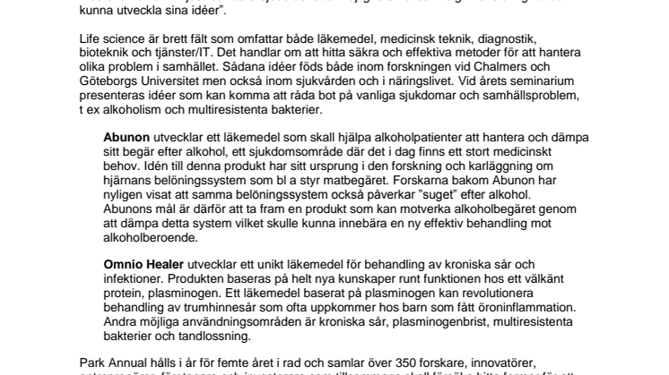 Park Annual 10 – årets stora innovationsträff inom life science! 