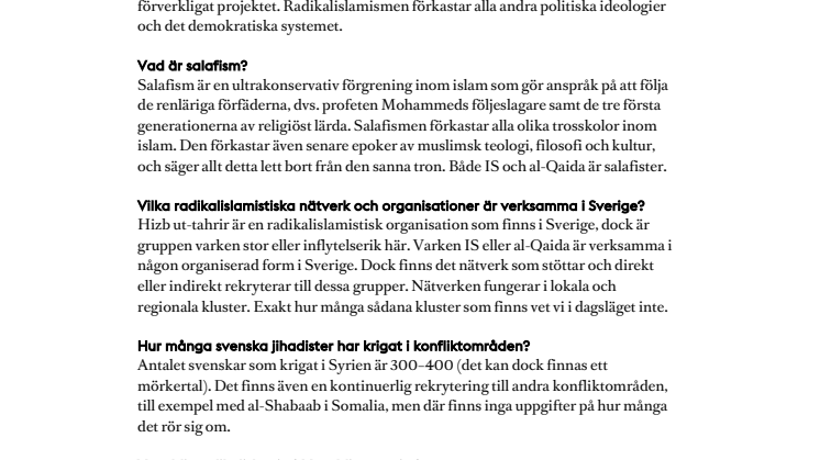 Radikalislamism: kunskapspaket för journalister