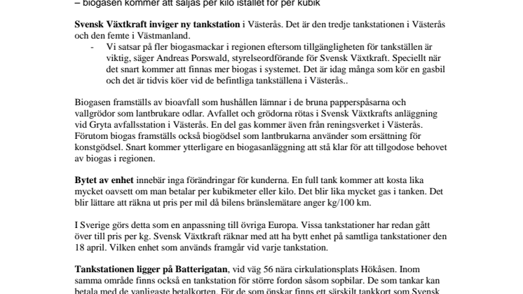Den tredje tankstationen för biogas i Västerås öppnar