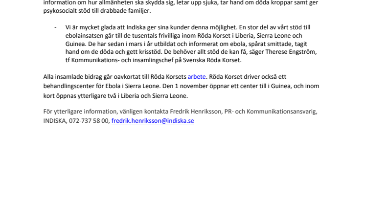 INDISKA:s kunder Rundar Upp i kampen mot ebola