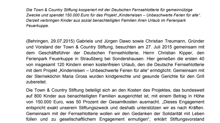 Sterneköchin Maria Gross und Ehepaar Dawo besuchen „Kinderreisen“-Camp in Sondershausen