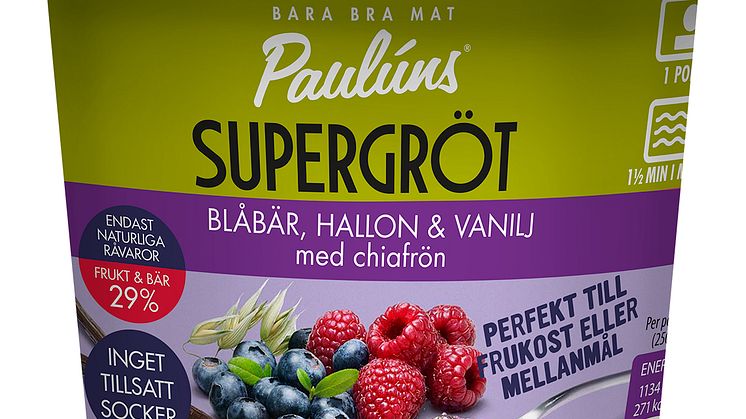 Paulúns Supergröt (kyld) - Blåbär, Hallon & Vanilj
