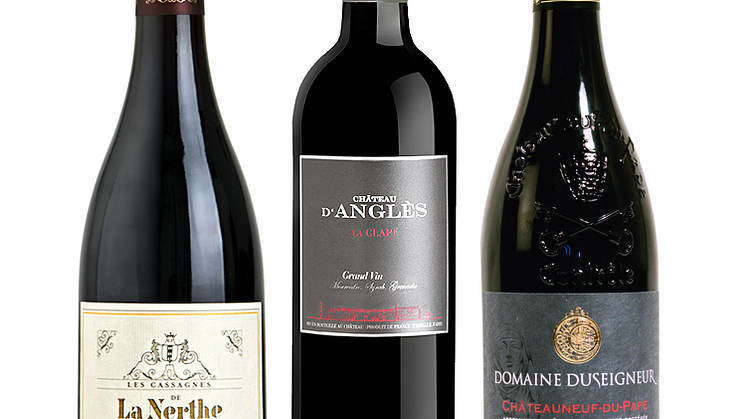 La Nerthe Les Cassagnes 2016, Château d’Anglès Grand Vin Rouge 2015, Domaine Duseigneur Châteauneuf-du-Pape “Le Songe de Catherine”