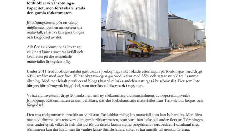 Mer biogas efter storstädning