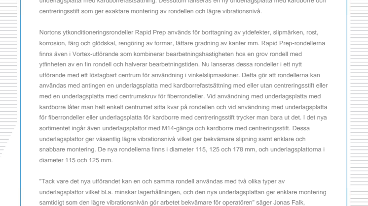 Enklare ytkonditionering med nya rondeller och underlagsplattor