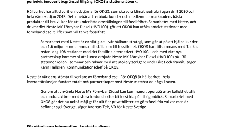 OKQ8 blir störst på fossilfria dieseln HVO