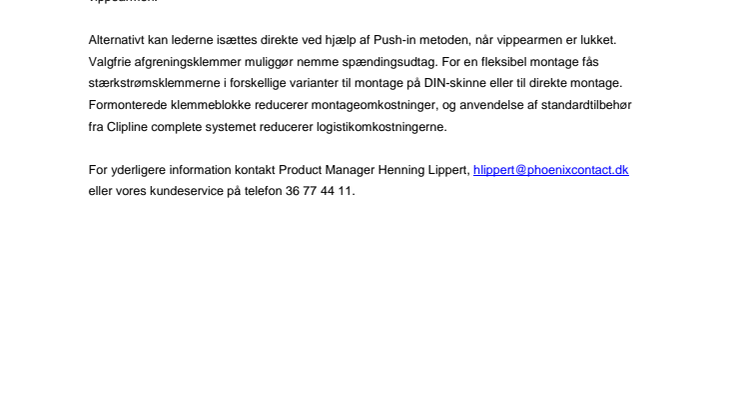 Stærkstrømsklemmer med Power-Turn tilslutning