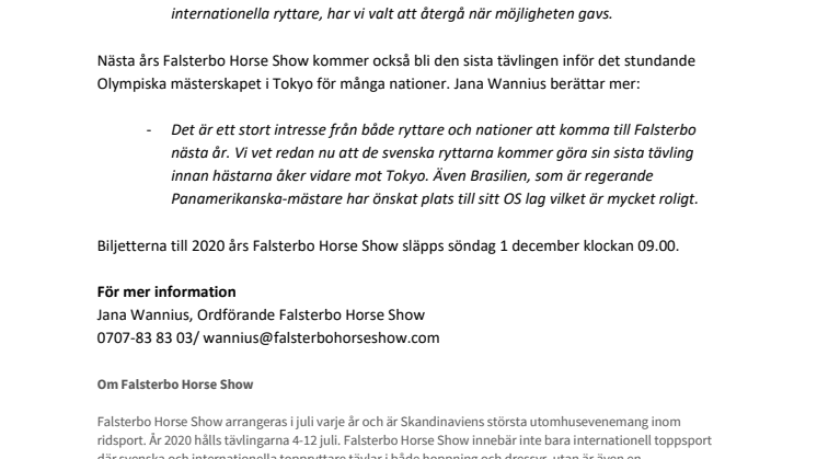 Nations Cup och Grand Prix byter dagar i Falsterbo