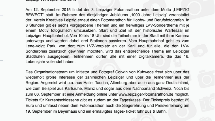 Mehr als 180 angemeldete Fotographen für den 3. Leipziger Fotomarathon