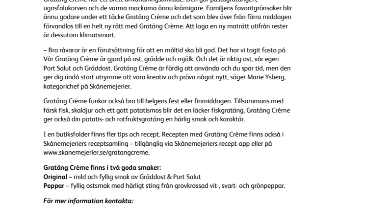 Gratäng Crème – en helt ny genväg till den goda vardagsmaten