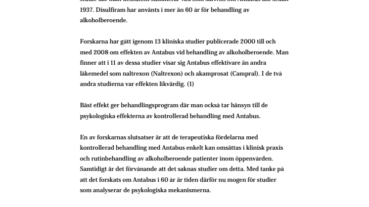Faktablad - Antabus sammanfattning översiktsartikel
