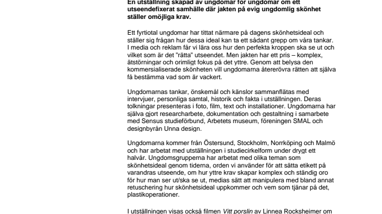 Smal - En utställning om snygghet, makt, ansvar och lidande