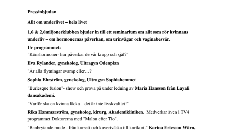 Allt om underlivet - hela livet