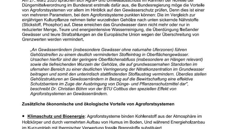 Klimaschutz und Biomasseerzeugung durch Agroforstsysteme