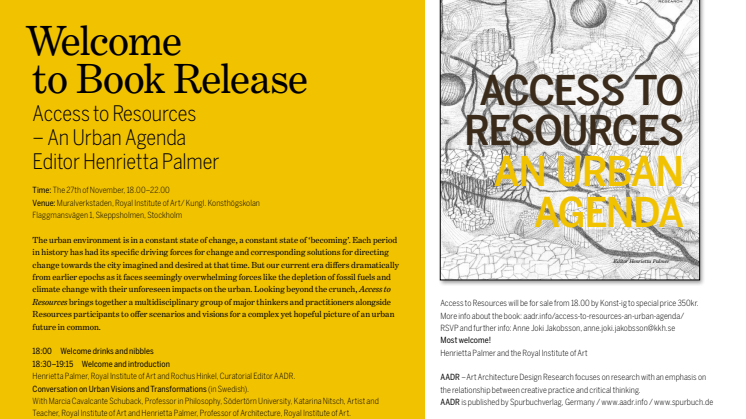 Release av boken "Access to Resources - An Urban Agenda"