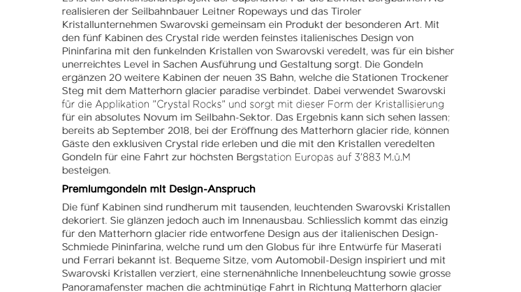 Pressemitteilung zur Kooperation mit Swarovski