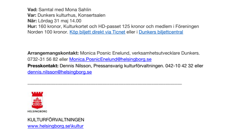 Samtal på Dunkers med Mona Sahlin