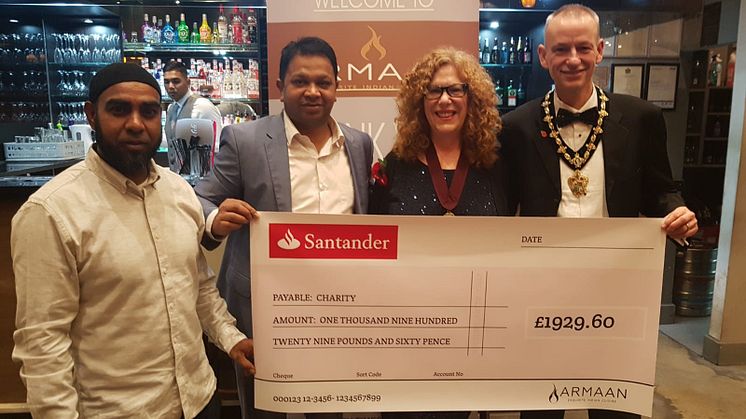 Mayor thanks Armaan restaurant for major charity donation