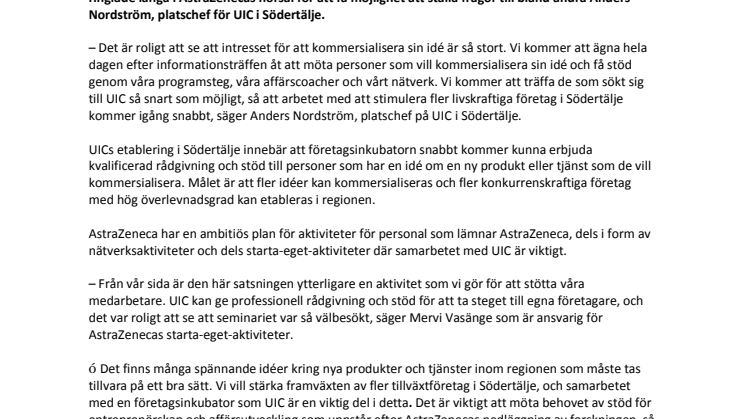 Stort intresse bland Astra Zeneca-forskare att starta företag
