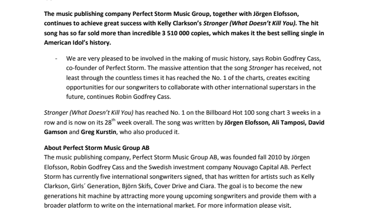 Nouvago Capital together with Jörgen Elofsson makes music history in USA