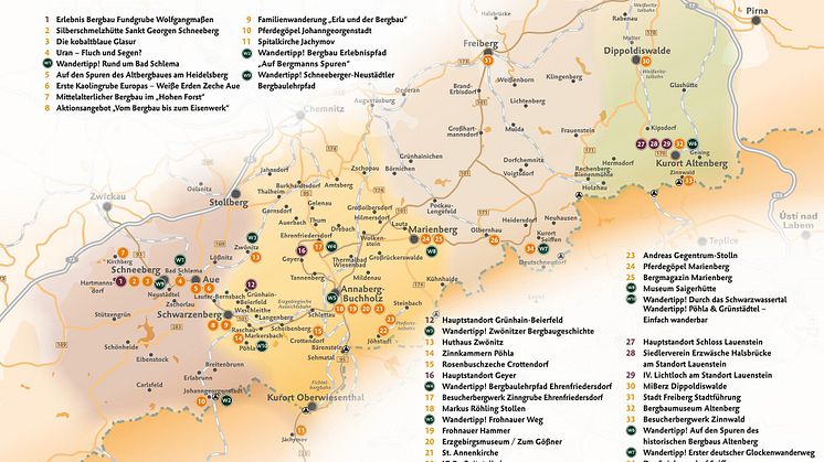 Übersichtskarte Teilnehmerstandorte Bergbau Erlebnistage 2019 