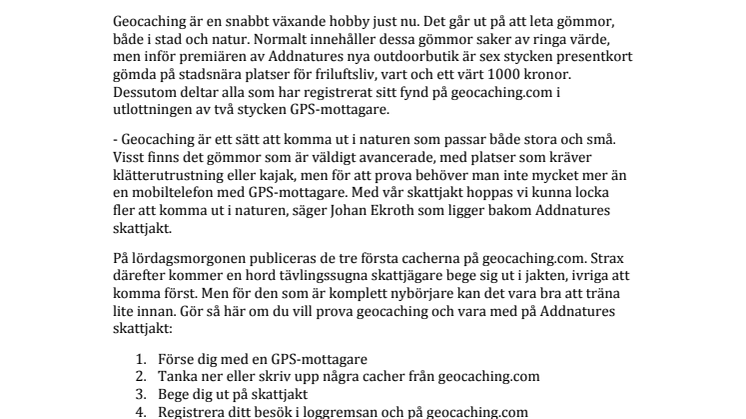 Jakten på den försvunna skatten - använd din GPS till att hitta gömda presentkort eller en GPS