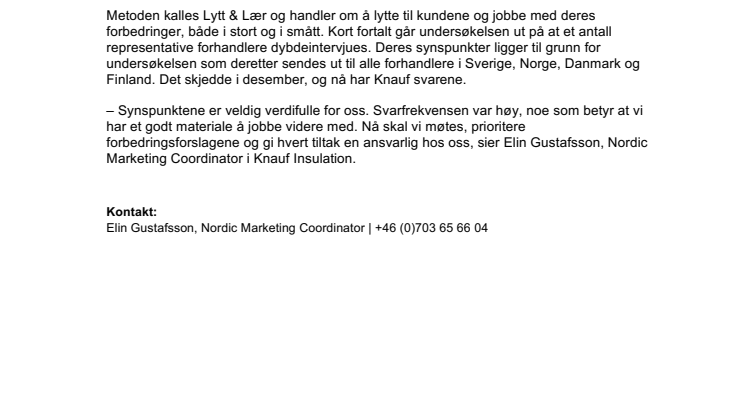 Klar kundedialog styrker Knauf Insulation