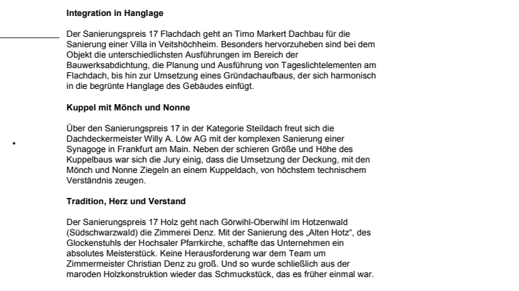 Sanierungspreis 17 verliehen
