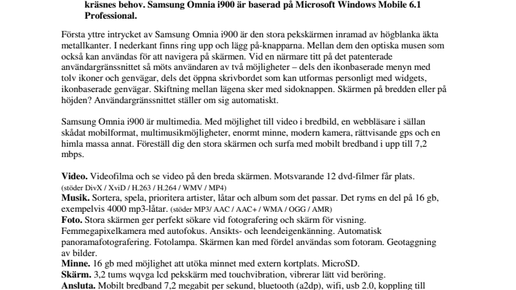 Samsung debuterar med mobilen Omnia som ger allt