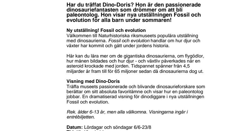 Det händer på Naturhistoriska riksmuseet i sommar