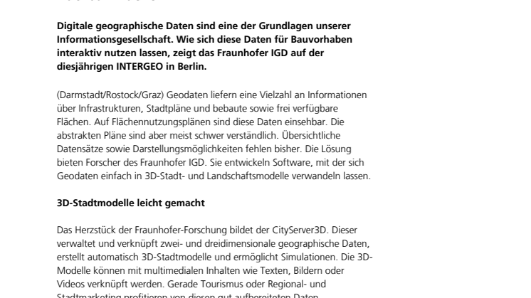 INTERGEO 2014: Geodaten dreidimensional nutzbar machen