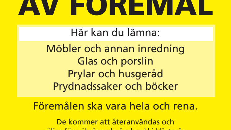 Insamling av föremål startar på Återbruket Stenby i Västerås fredag den 27 november – under veckan ”Europa minskar avfallet”
