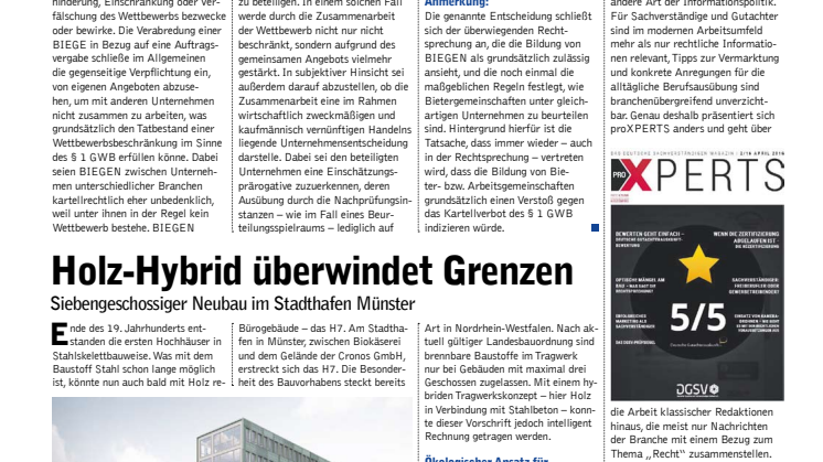 proXPERTS im Submissions Anzeiger vom 26.04.2016