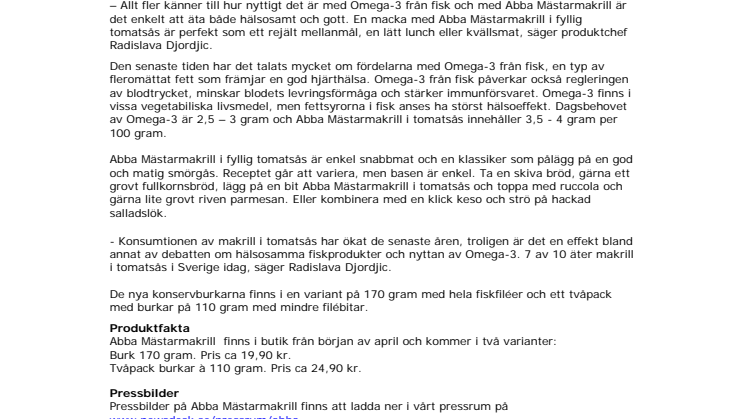 Makrill i tomatsås – snabbt & enkelt med Omega-3
