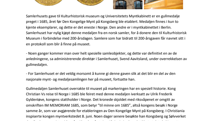 Samlerhusets 200-årsgave til Kulturhistorisk museum