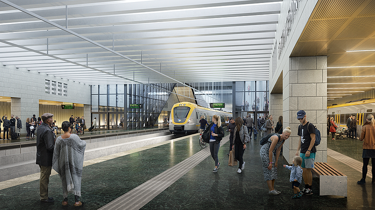 Vybild station Centralen Västlänken. Illustration: Tomorrow AB/Kanozi