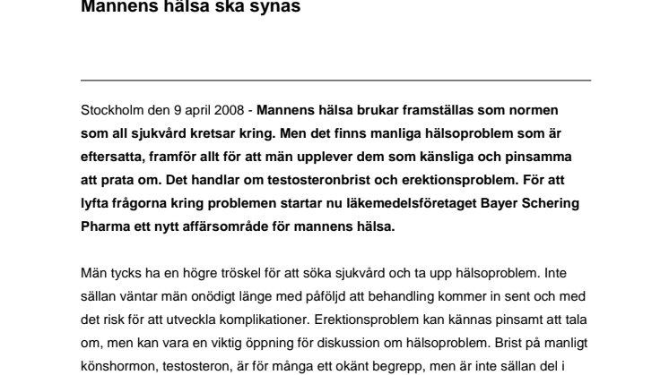 Mannens hälsa ska synas