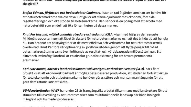 ”Vi kräver en nationell handlingsplan för Sveriges naturbetesmarker!”