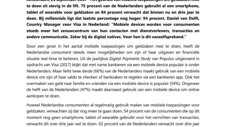 Groei gebruik mobiele toepassingen voor geldzaken zet stevig door
