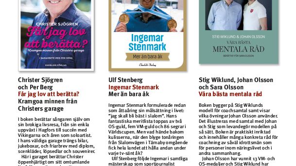 Böcker om Christer Sjögren, Ingemar Stenmark och Johan Olsson bland Ekerlids höstutgivning