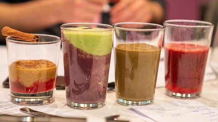 Några av finalbidragen i Smoothie-SM 2018.  Foto: Jonas Sveningsson/Stockholmsmässan