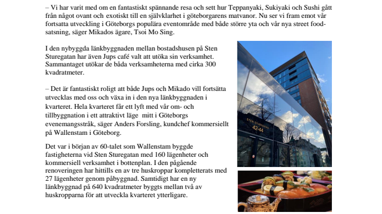 Mikado och Jups utökar på Sten Sturegatan 