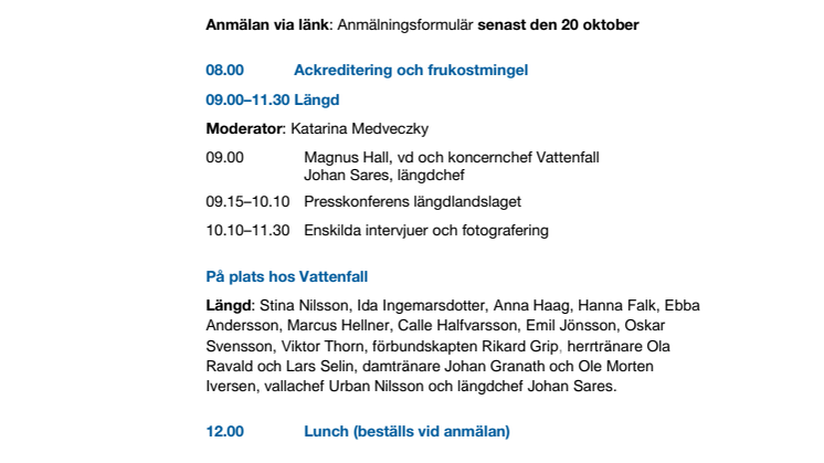 Pressinbjudan – Svenska Skidförbundets medieupptakt 2017/2018
