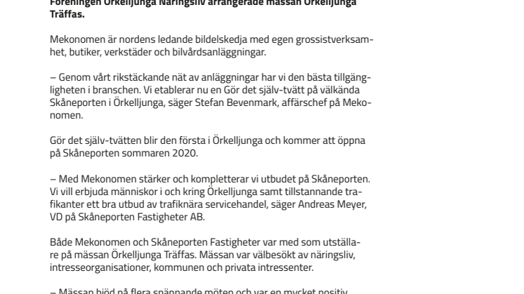 Mekonomen öppnar verksamhet på Skåneporten i Örkelljunga