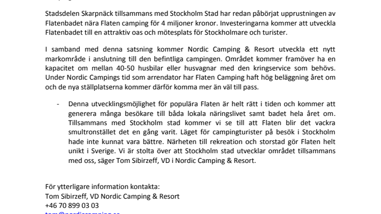 Tar förstärkt grepp om Stockholm med upp till 50 nya ställplatser och förlängt kontrakt på Flaten 