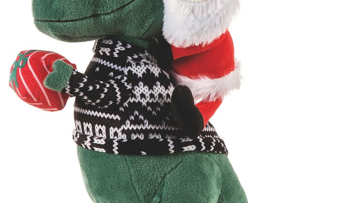 Little&Bigger Holiday Parade Dog Toy T-rex with Santa