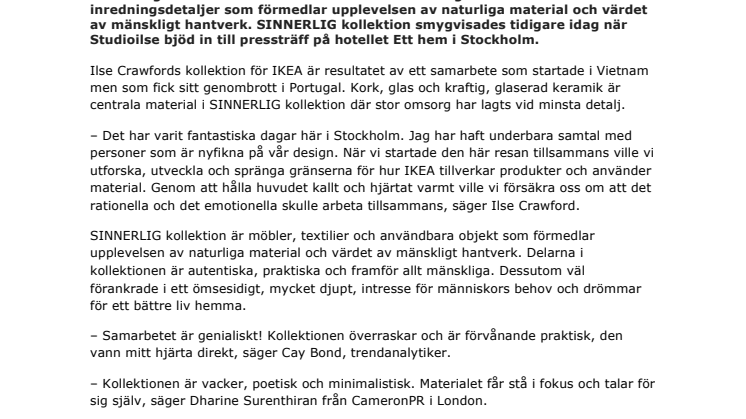 Ilse Crawford smygvisade IKEA kollektion