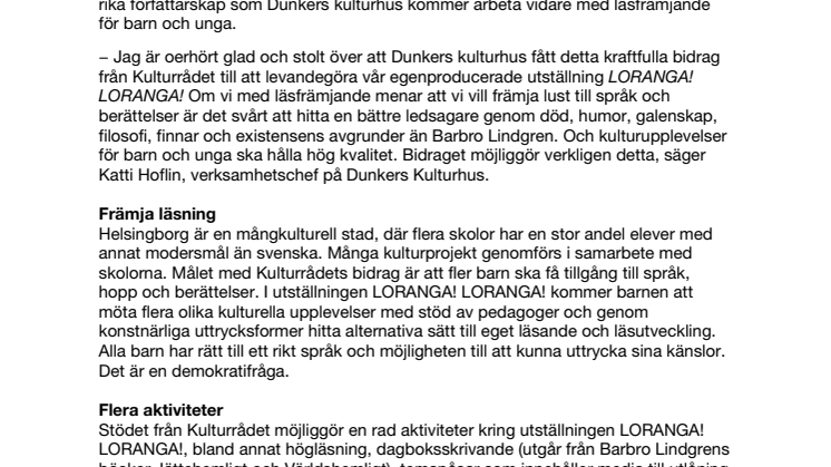 Dunkers kulturhus får massivt stöd från Kulturrådet